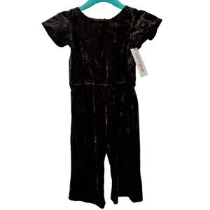 Cat & Jack Girls Black Velvet Style Flutter Sleeve One Piece. 18 Months. NEW.